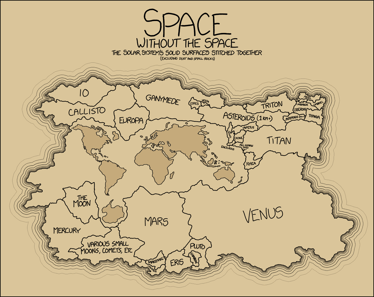 Map of Solar System Surfaces